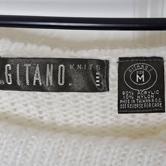 Gitano Knits Vintage 90s Off the Shoulder Cowl Neck Sweater in White with Sequin - Picture 5 of 5